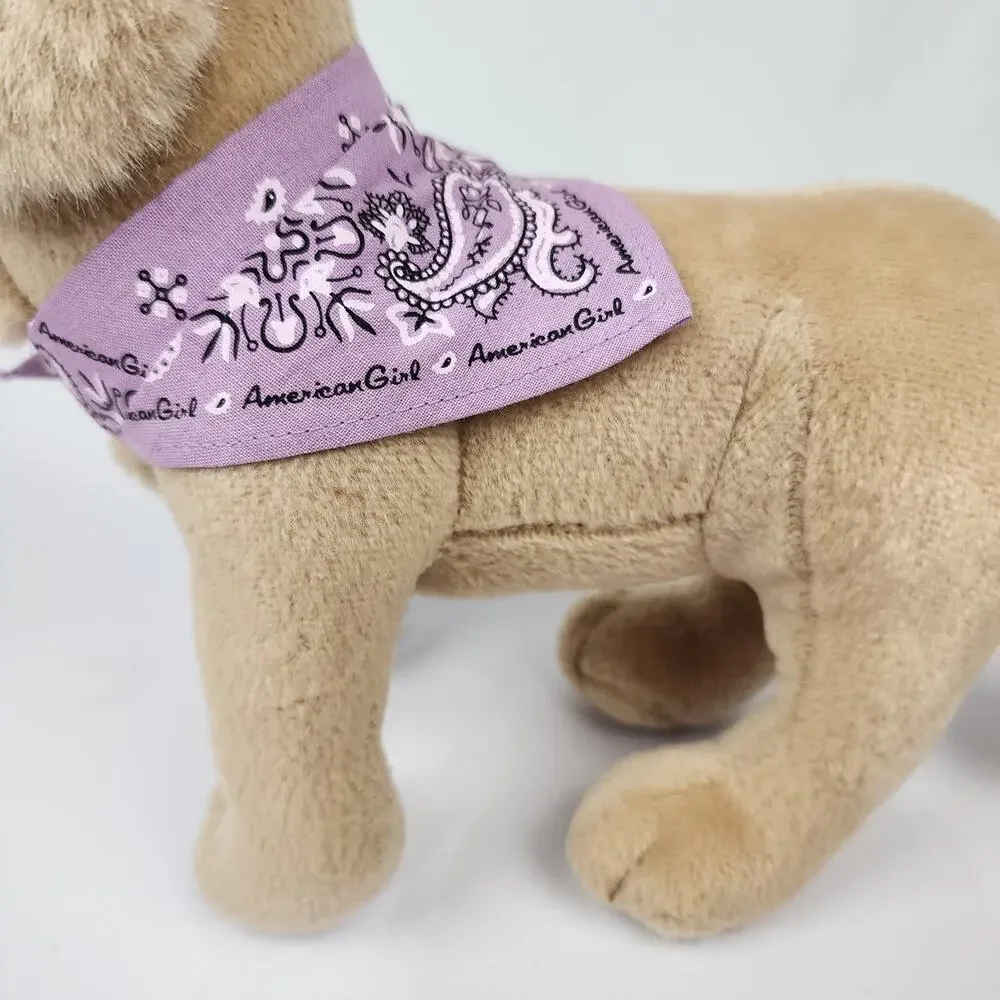 American Girl Doll Pet Sandy Golden Retriever Lab Posable Dog w/ Purple Bandana